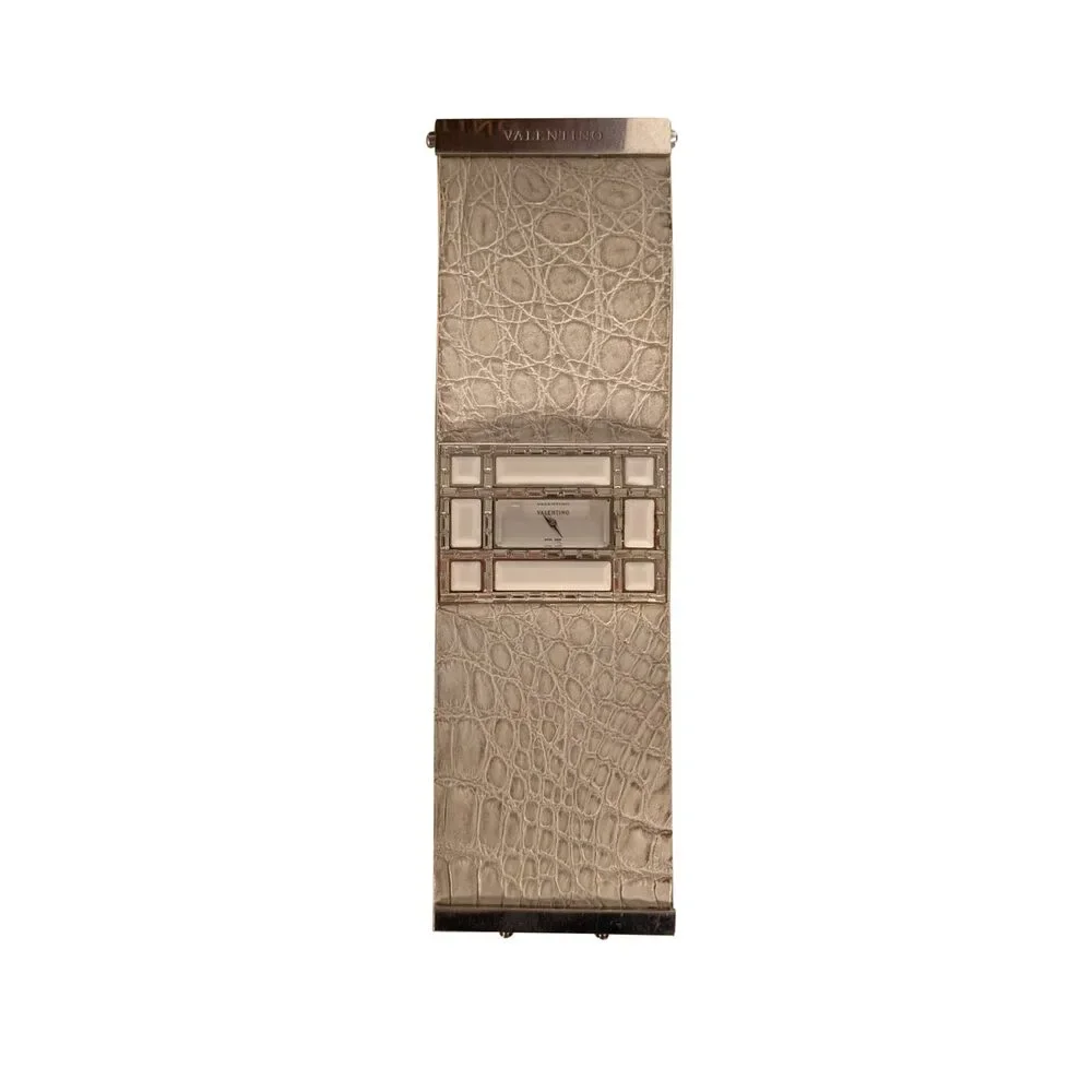 Valentino - White Fascia Genuine Crocodile & Crystal Trim Watch